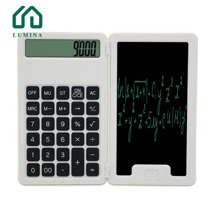 Lumina Calculator Writing Pad Smart Desk Calculator with Large 12-digit Display Notepad Rechargeable Battery Powered Ideal for Reusable Writing Pad