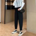 Extra Large Size 300 Jin Black Cropped Harem Pants Women's Summer Thin Loose Fat mm Slimming Casual Tappered Pants.
