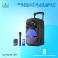 Microphone,  Wireless,  Bluetooth, Rechargeable 12" Speaker with Portable Trolley music instruments disc jockey Sound box. 