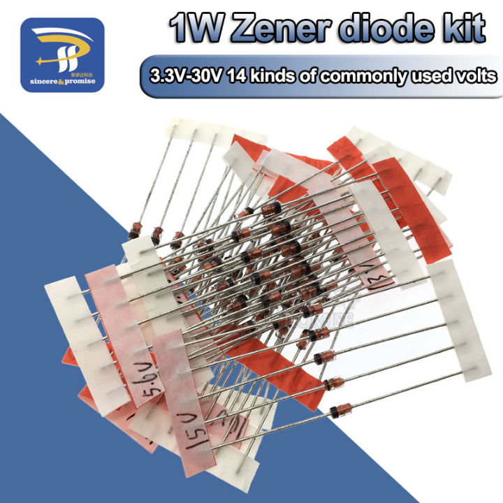 【YIYANGMAOYI111】14Values*5pcs=70pcs 1W Zener Diode Package DO-41 3.3V-30V Component Diy 14 Kinds of used volts