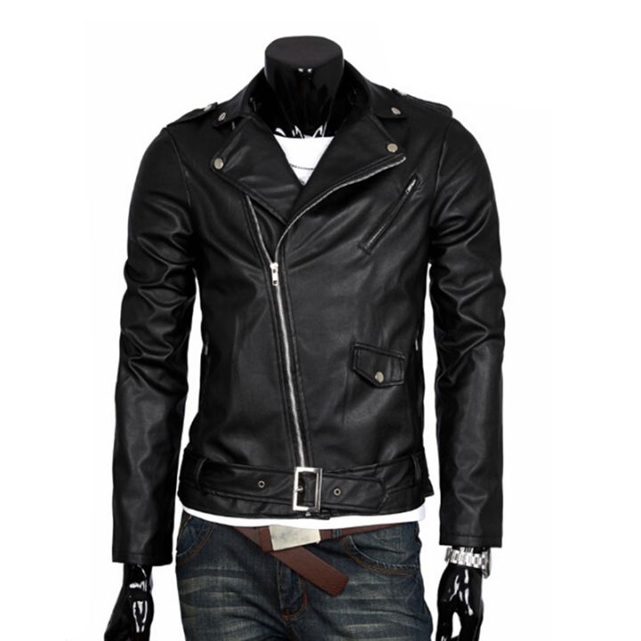 The Walking Dead Negan Cosplay Jacket Punk Men PU Leather Jacket Motorcycle Fashion Slim Fit Leather Coat