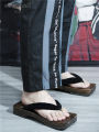 Man Slipper 2021 Summer Flip Flops Cosplay Japanese Samurai Geta Slippers Wood Clogs Sandals Thick Bottom Platform Sandals. 