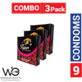 Tiger Ultra Thin Rose Flavour Condom Combo Pack 3 Packs 3x3=9pcs Condom. 