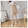 Korean Simple High Waist A-line Midi Skirt Office Skirt.