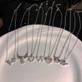 Y2K Crystal Bow Angel Wings Heart Pendant Necklace For Women Sweet Cool Girl Clavicle Chain Trendy Aesthetic Jewelry Accessories.