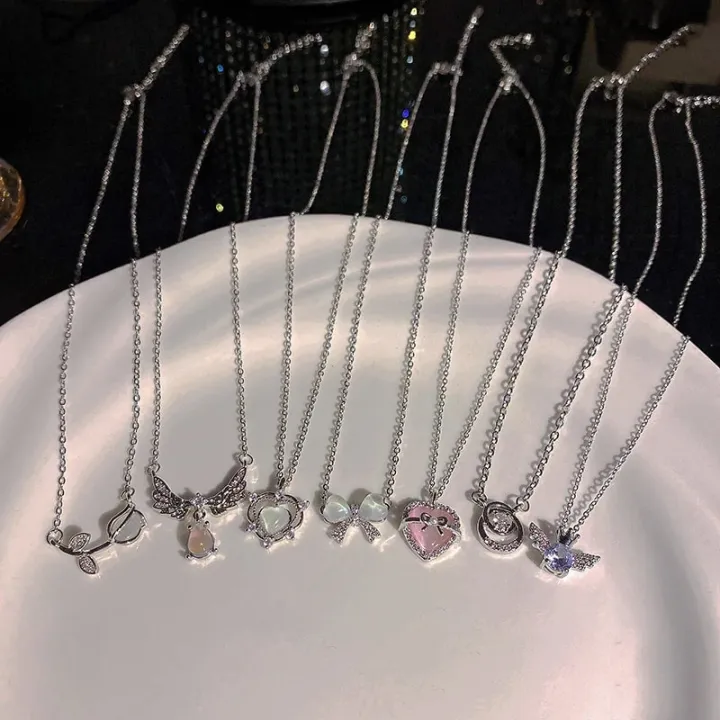 Y2K%20Crystal%20Bow%20Angel%20Wings%20Heart%20Pendant%20Necklace%20For%20Women%20Sweet%20Cool%20Girl%20Clavicle%20Chain%20Trendy%20Aesthetic%20Jewelry%20Accessories%20-%20Image%204