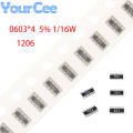 100pcs 1206 0603x4 Network Resistor 5% SMD Array 12 15 24 27 36 39 51 62 68 82 91 240 270 360 560 620 750 1.8K 560K 750K ohm.