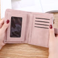 New Ladies Wallet Female Short Japanese and Korean Version Trendy Small Fresh School Girls Multifunctional Folding Small Purse Wallet.