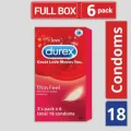 Durex  -Thin Feel Condom - Full Box - 3x6=18pcs. 