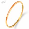 FYSARA 3mm Thin Colorful Orange Enamel Bangles Bracelets for Women Party Fashion Bangles Stainless Steel Jewelry 7 Color. 
