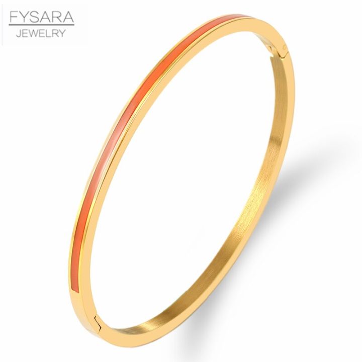 FYSARA%203mm%20Thin%20Colorful%20Orange%20Enamel%20Bangles%20Bracelets%20for%20Women%20Party%20Fashion%20Bangles%20Stainless%20Steel%20Jewelry%207%20Color%20-%20Image%207