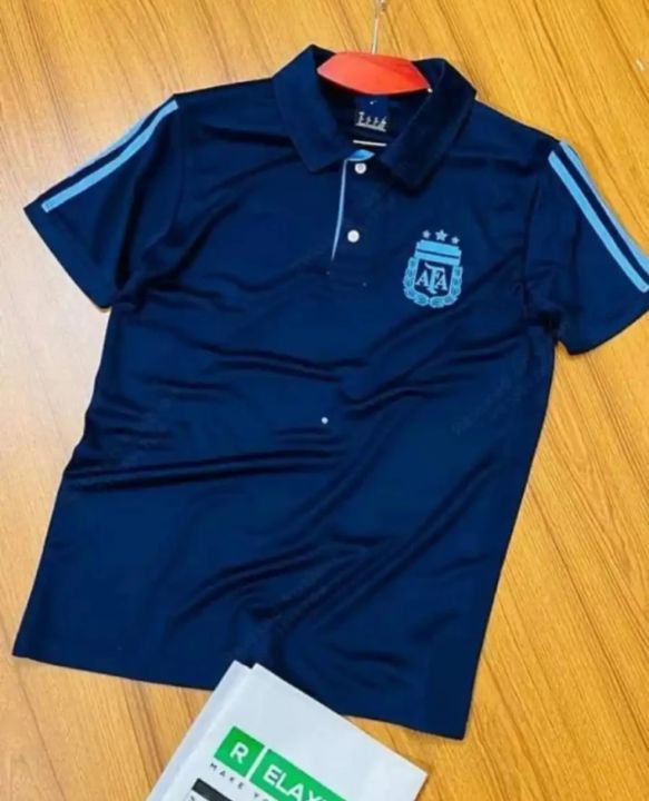 আর্জেন্টিনা ফুটবল জার্সি, শর্ট স্লিভ কলার ফুটবল জার্সি - argentina jersey 3 star