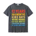 Vintage 12th Birthday Shirt Gift 12 Years Old Being Awesome T-Shirt Gift Top T-shirts High Quality T Shirt Cotton Men Leisure.