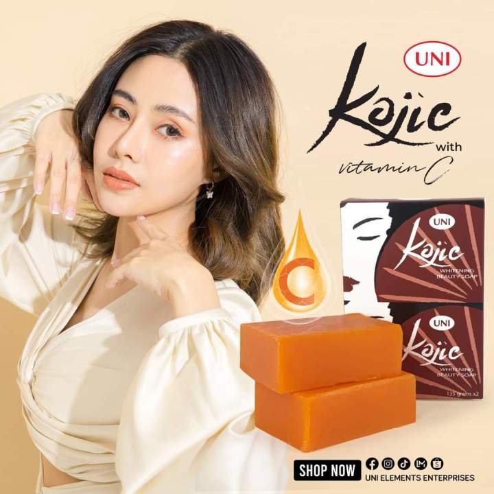 UNI KOJIC Skin Lightening Whitening Beauty Soap with Kojic Acid and Vitamin C 90 g