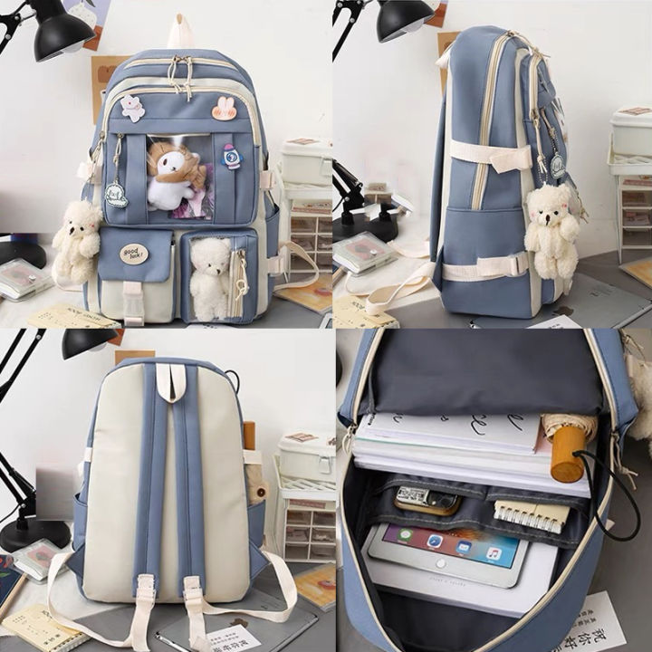 5pcs%20Sets%20Harajuku%20Kawaii%20Kids%20School%20Backpack%20Cute%20Women's%20Bagpack%20Bookbag%20Laptop%20Bag%20For%20Teenage%20Girls%20Rucksack%20Students%20Bag%20Amour%20zii%20-%20Image%203