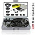 16 Piece Hole Saw Set 19mm to 227mm. 