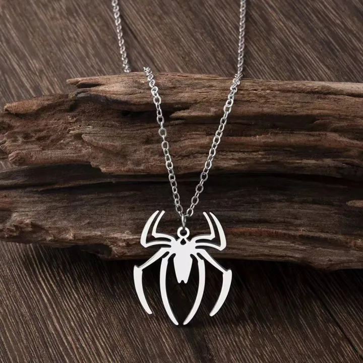Lovely%204x3cm%20Spider%20Pendant%20Chain%20Necklace%20Silver%20Tone%20Spiderman%20For%20Men%20-%20Image%203