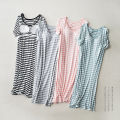 modal short sleeve long skirt pajamas with bra pads striped loose thin plus size home dress women's summer home.