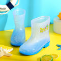 Children's rain boots, men's and women's non-slip, lightweight, four-season water shoes, crystal slippers, fully transparent water boots, toddler baby rain boots.