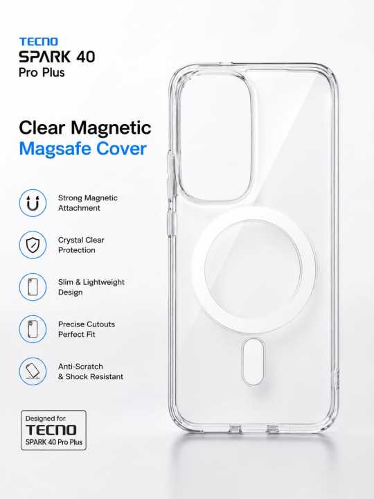 For Tecno Spark 40 Pro Plus MagSafe Compatible Shockproof Transparent Slim Fit Wireless Charging supported Phone Back Case Mobile-E_Store
