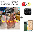 3 In 1 Honor X7C Shockproof Silicone Phone Case for Honor X7A X7B Camera Lens Glass Full Privacy Ceramic Matte Screen Protector.