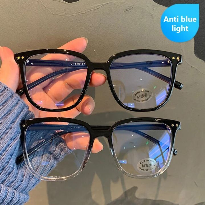 New Retro Black Square Glasses Women Men Fashion Large Frame Anti Blue  Light Eyeglasses For Computer Mobile Phone Spectacles