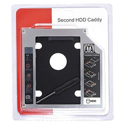 Laptop Universal Slim Caddy for HDD/SDD for CD DVD-ROM Drive Slot 2nd  Hard Drive Caddy for PC/Laptop, Silver Support Up To 2TB Lindaa