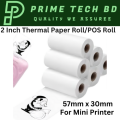 57mm x 30mm Thermal Paper Roll-10 Pcs Pos Roll for Photo Printer Peripage A6 A8 Papering P1 P2 and Mini Thermal Printer-White. 