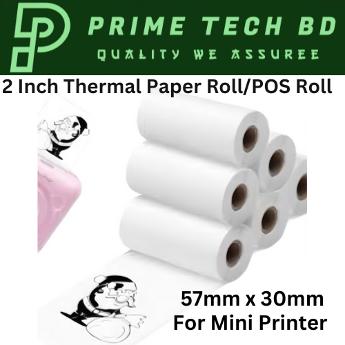 57mm x 30mm Thermal Paper Roll-10 Pcs Pos Roll for Photo Printer Peripage A6 A8 Papering P1 P2 and Mini Thermal Printer-White