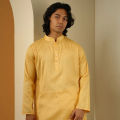 Nahyan Jacquard Panjabi in Matte Gold. 