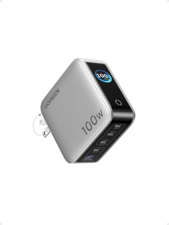 UGREEN Nexode Pro 100W GaN USB-C Charger 5-Port Fast Wall Charger with Smart Display for MacBook, iPhone 17/16, Galaxy, iPad Pro & Steam Deck | 6 Months Warranty
