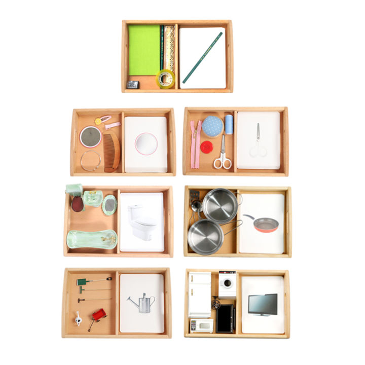 Montessori Language Objects Sorting and Matching Game for Children Early Learning Resources Electrical Device/ Kitchen/ Bathroom SnowWhite