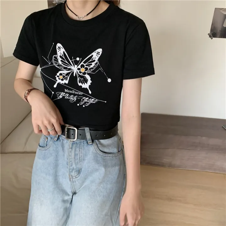 Clothing%20for%20BFF%20Short%20Short%20Sleeve%20T%20Women's%20T-shirt%202024%20Summer%20New%20Korean%20Style%20Fashionable%20Cropped%20Harajuku%20Style%20Student%20Top%20-%20Image%206