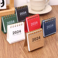 Simple Solid Color 2024 Mini Desktop Paper Calendar Dual Daily Scheduler Table Planner Yearly Agenda Organizer Desk.