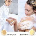 BRADOO- 1 Pack Dry Body Brush, Shower Brush Wet and Dry Brushing, Dry Brush for Cellulite and Lymphatic, Body Scrubber with Soft.