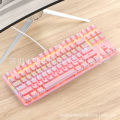 Bingdian 87-key wired luminous floating keycap office gaming keyboard set pluggable blue switch real mechanical keyboard.