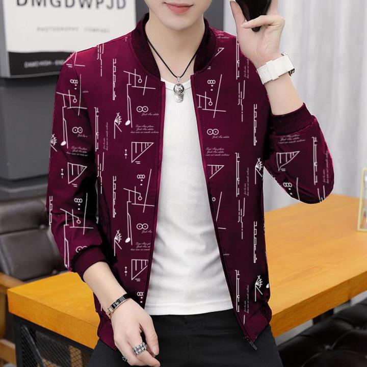 Allover Print Trendy Winter Jacket For Men- Maroon - Jacket For Men