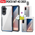 4 in 1 Xiaomi Poco M7 4G Shockproof Phone Case For Poco M7 Pro 5G Poco M7 Plus Poco F7 Full Coverage Tempered Glass Screen Protector and Lens Film and Back Film.