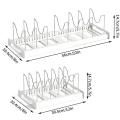 home Pot Storage Rack Expandable Pan Shelf Organizer Pot Organizer For Baking Frying Rack Pans With 7 Adjustable Compartment. 