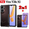 2 in 1 Vivo Y28s Phone Case for Vivo Y28 4G Y 28 5G Anti-Spy Tempered Glass.