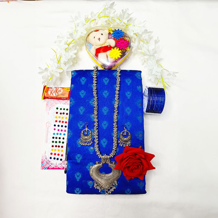 Nil Jamdani Saree Combo Gift Set for girls - Sari