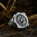 Somen Vintage Compass Ring Men Stainless Steel Cast Ship Anchor Ring.