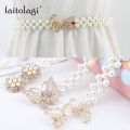 Fashion Pearl Belts For Women Dresses Elastic Buckle Ladies Belt Flower Butterfly Crystal Girls Waist Belts Waistband. 