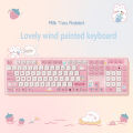 Kawaii wired keyboard milk tea rabbit cute pink cute chocolate wired keyboard girls keyboard creative coloring wireless keyboard.