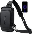 Men Anti-theft Crossbody Bag - black. 