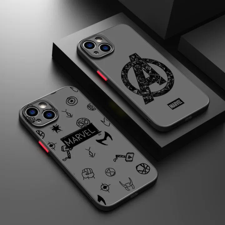 Marvel%20Avengers%20Logo%20Phone%20Case%20For%20iPhone%2015%2014%2013%2012%2011%20Pro%20Max%20mini%20XS%20Max%20XR%20X%208%20Plus%20SE%20Frosted%20Translucent%20Cover%20-%20Image%202