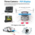 Car DVR Dashcam HD Screen 1080P 3 Lens Video Recorder Front + Interior+Rear View Camera Dash Cam 4 Inch Dash Camera Black.
