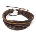 【3C VictoryEagle】Men's Braided Rope Leather Bracelets- Surfer Wrap Multilayer Cuff Elasticity Bracelet-. 