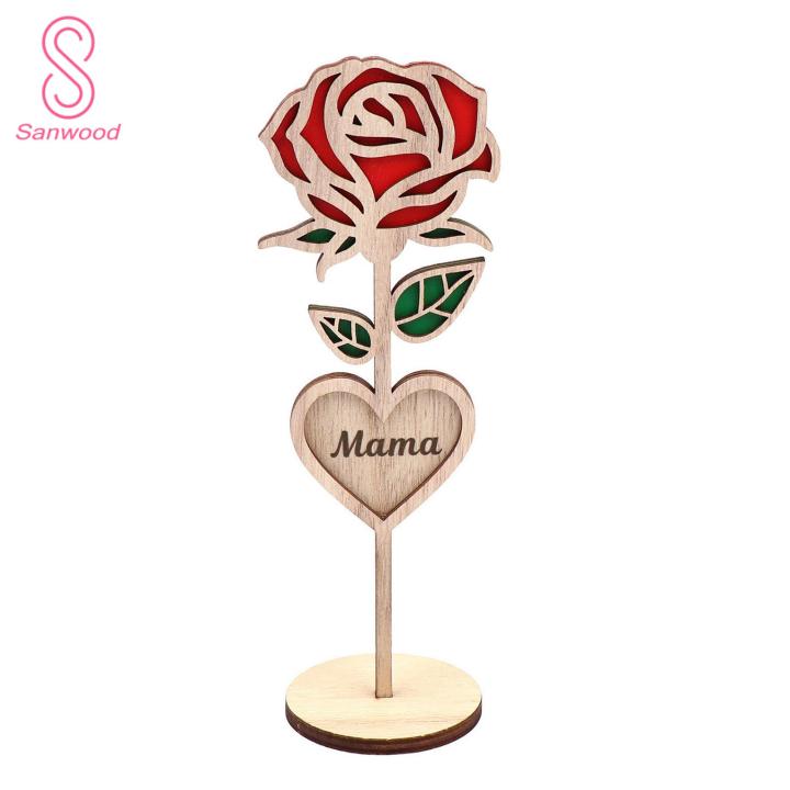 Rose Table Decoration Handcrafted Wooden Rose Flower Decoration Perfect Mother's Day Gift for Rustic Rose Decor