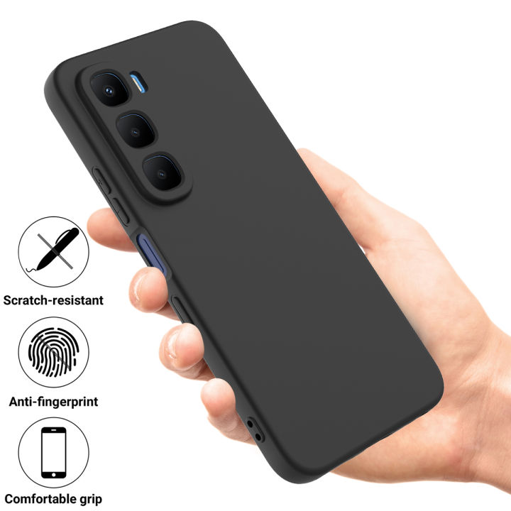 Infinix Hot 60/Hot 60i/Hot 60 Pro/Hot 60 Pro+ Black Soft Liquid Silicone Flexible Case - Phone Back Cover
